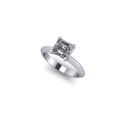 1ct Asscher cut diamond ring