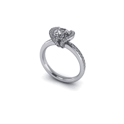 Round brilliant cut diamond ring with diamond accent setting