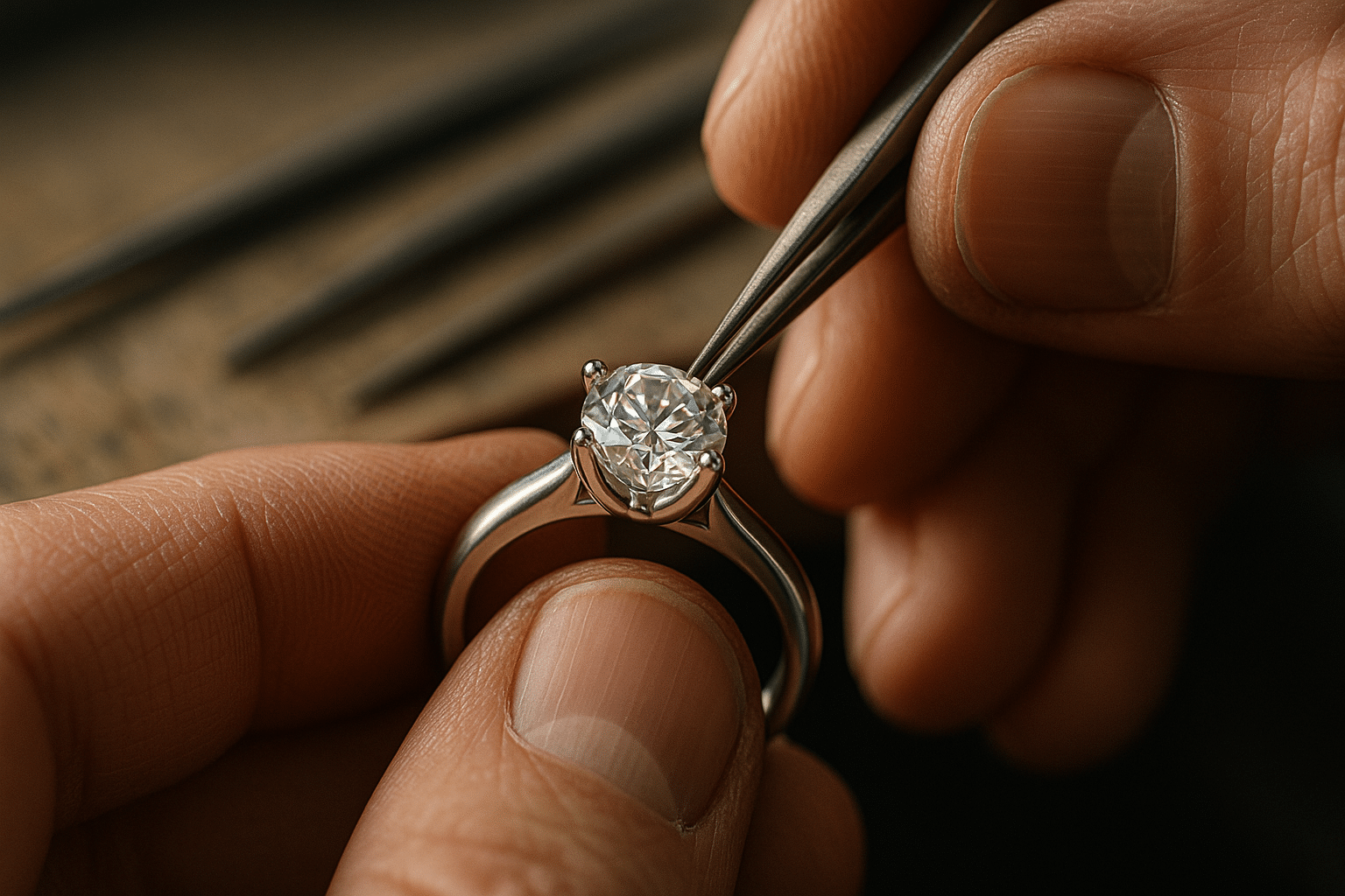 Flat-lay of six engagement ring shapes arranged neatly on a neutral fabric background.