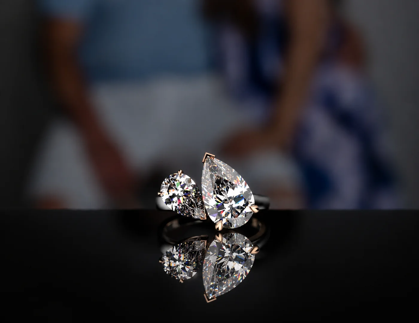 Bespoke two-stone diamond ring created by Burgundy Bespoke Jewellers