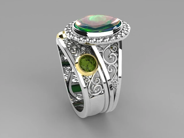 One-of-a-kind gemstone ring with intricate filigree detailing